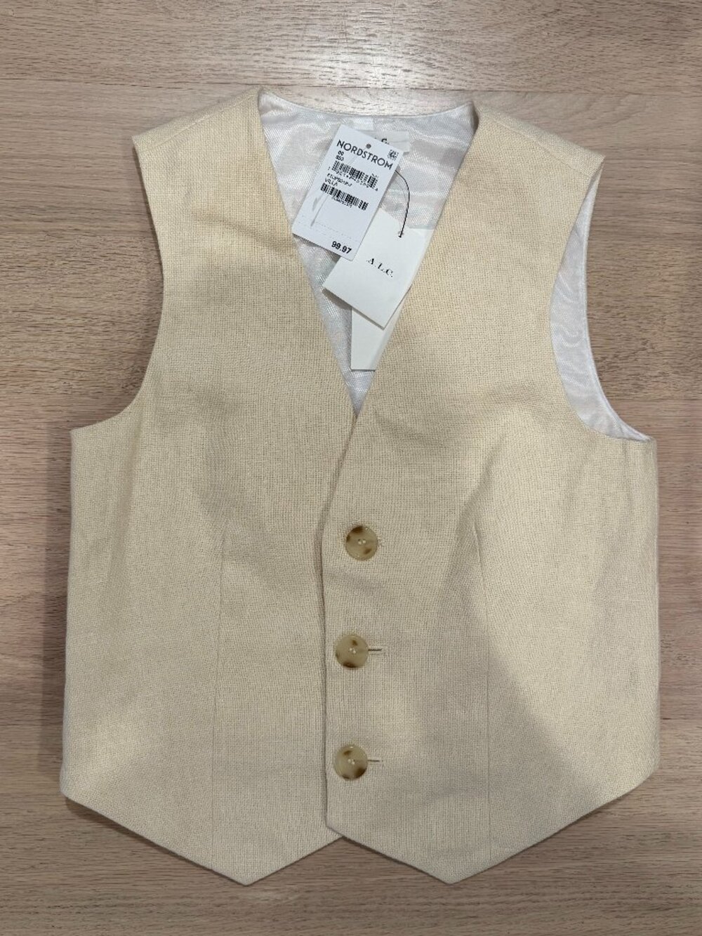 NEW NWT A.L.C. Maxwell Linen & Cotton Vest Vanilla Size 00